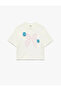 Cotton Short Sleeve Crew Neck T-Shirt with Bow Detail