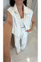 Noksa White Sequined Vest and Pants Set - 2