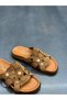 Terra Tan Suede Genuine Leather Pin-On Casual Slippers - 7