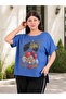 Plus Size Cherry Printed Stone Detailed Lace Back Garnished Short Sleeve Women's Blouse - 6