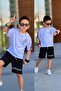 My Little Boy's Shorts Set with Stripe Detail - White