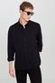 Stretchable in All Directions Cotton Knitted Black Men's Shirt