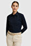 Women's Navy Blue Long Sleeve Basic Shirt 50320205-Vr033