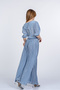 Women's Summer Blue Lavinya Crinkled Waist Elastic Long Stylish Casual Comfortable Dress 50398 - 4