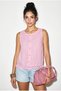 Women's Pink 100% Cotton Ornamental Button Detailed Tassel Embroidered Linen Textured Blouse 4751 60286278 - 2