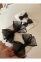 Set of 4 Black Scalloped Tulle and Glitter Bow Clips - Mother-Daughter Combination - 4