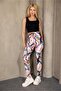 Women's High Waist Diver Fabric Patterned Gathering Sports Leggings - 3