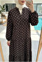 Women's Polka Dot Layered Hijab Dress (Unlined) - 5