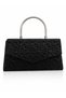 Women's Black Glittery Textured Metal Handle Stylish Wedding Evening Dress Handbag and Strap Bag