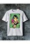 Playing Card Girl Tattoo Printed Oversize T-Shirt