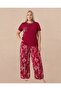 Patterned Short Sleeve Plus Size Pajama Set