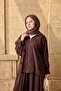Women's Double Pocket Zippered Loose Trousers Set Brown - 3