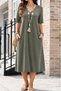 Women's Pocket Detailed V-Neck Midi Length Viscose Dress - 4