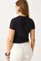 Women's Short Sleeve Star Stone Crop Blouse Black - 5