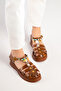 Women's Genuine Leather Thick Sole Sandals 6369 Taba - 5