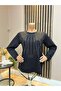 Women's Middle Age and Above Round Neck Viscose Waterfall Patterned Stoned Mother Combed Cotton Blouse - 2