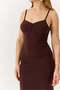 Women's decolte wire smocked strappy sandy fabric dress brown - 4