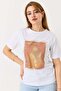 Women's Palm Tree Shiny Printed Tshirt White - 3
