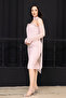 Beaded Strapless Neckline Lace Pencil Dress - Powder - 6