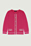 Fuchsia Ecru Contrast Striped Women's Jacket - 2