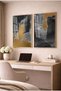 Black and Gold Foil Effect Abstract 2-Piece Glass Painting Set - Gold Metal Framed Home and Office Painting - 2