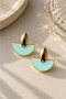 Gold Detailed Light Aqua Green Powder Pink Mine Earrings Geometric Modern Women's Earrings - 4