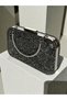 Anthracite Gray Platinum Handmade Full Stone Metal Handle Thick Chain Women's Evening Dress Bag Wedding Engagement Graduation - 4