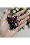 S Cute Devil Cat Figurine, Black Red Angry Cat Sculpture, Gothic Home Decor for Cat Lovers, For Li.