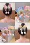 Luxurious Embroidered Butterfly Design Satin Elastic Buckle - Stylish Hair Accessory with Tulip Tip - 2