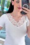 V-Neck Lace Ribbed Camisole Tshirt 6Y164 - 3