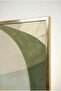 Khaki and Earth Tones Geometric Abstract 3-Piece Glass Painting Set with Gold Metal Frame for Home and Office - 4