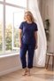 Women's Buttonless Crew Neck Viscose Short Sleeve Capri Pajama Set (Basen Cover-Up Tunic Length Capri) - 7