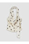 Ecru Halter Neck Polka Dot Blouse with Scarf Detail - 8