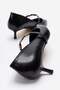 Women's 3-Buckle Thin Heel Pointed-Toe High-Heeled Shoes; Black Wrinkled - 3