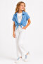 Girl's Wrinkled Fabric Stone Printed Inner Layer Shirt Set Ak2616
