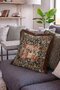 Medieval Garden Scene Fringed Throw Pillow Cover - Brown Tassel Tapestry Pillowcase - 2