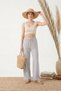 Women's Gray Muslin Palazzo Trousers 100% Cotton Wide Leg High Waist Summer Wear - 2