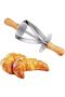 Silk Route Croissant Cutter Roller, Stainless Steel Roller Slices Cake Bread Rolling Dough Cutter with Wooden Handle, Kitchen Baking Tools
