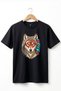 Ethnic Turkish Motifs and Wolf Print Moon Star and Turkish States Print 100% Cotton Basic T-Shirt