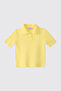 Baby Girl Collared Short Sleeve Yellow Knitwear