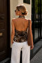 New Season Degaje Collar Patterned Women's Satin Blouse 52115140 - 2