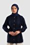 Muslin Shirred Detailed Shirt Navy Blue - 3