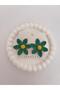 Water Green Flower Pattern Summer Straw Earrings - 2