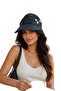 Women's Visor Hat Black Flower Detailed Adjustable Velcro Sunshade Summer Model - 6