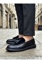 Aba0005 New Season Thick Soled Black Suede Loafer Shoes