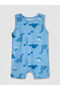 Blue bicycle collar printed baby boy 3-piece jumpsuit - 8