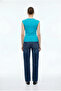 تي شيرت Ay Kol Ribbed Basic - تركواز - 3
