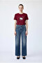 Printed Round Neck T-Shirt - Burgundy