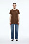 Comfortable Fit T-Shirt with Pocket Detail - Brown - 2