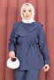 Double Hijab Set with Shoulder Shawl and Waist Tie in Indigo - 2